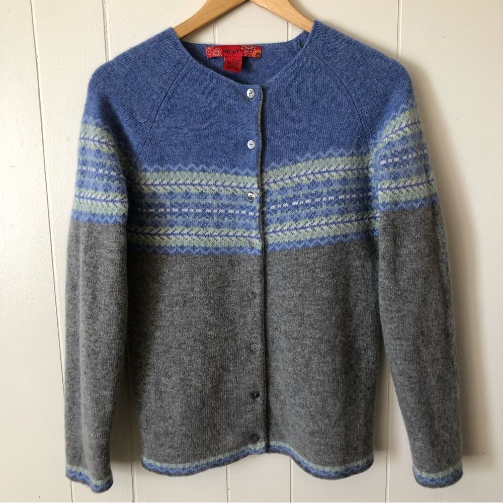 Blue & Gray Wool Cardigan